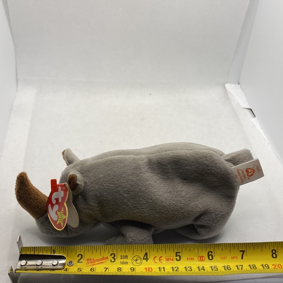Ty Original Beanie Baby Spike Rhinoceros Grey Brown with Hang Tag 1996 Retired - Picture 10 of 10